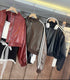 Stripes Crop PU Leather Jacket